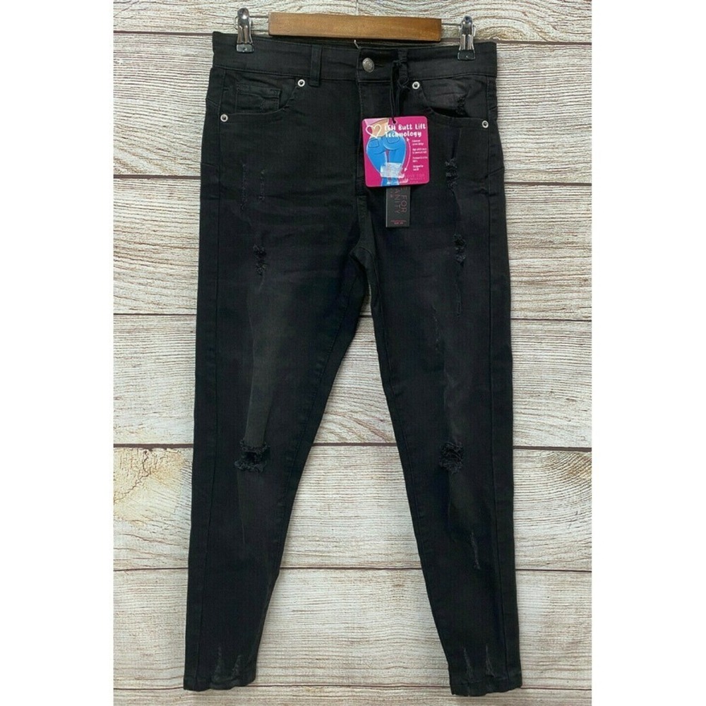 Love for Humanity Jeans Jr Women Size 7 Black Butt Lift Stretch Skinny Ankle New